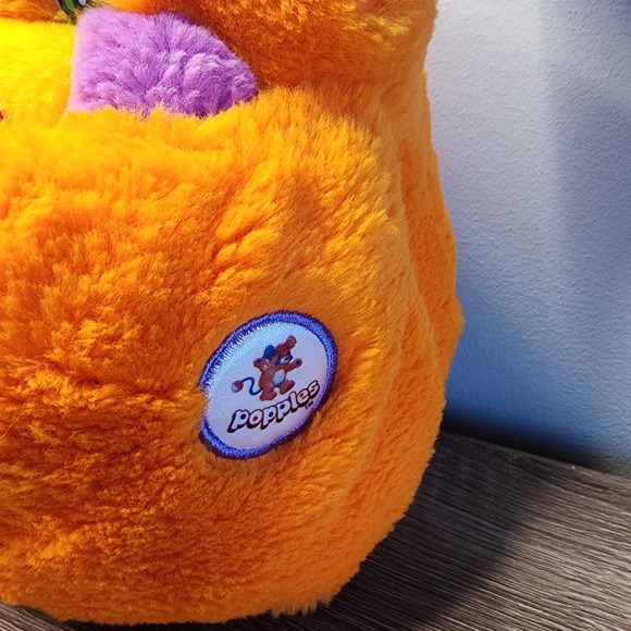 Vintage 1980s Orange Yellow Green Popples Stuffed Animal Plush Toy Hidden Pouch - Picture 2 of 7
